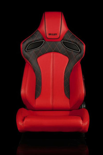 Braum Racing Orue Series Recline-able Racing Seat - Red Leather - PAIR