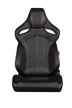 Braum Racing Orue Series Recline-able Racing Seat - Black Diamond Red Stitching - PAIR