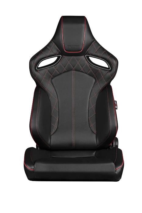 Braum Racing Orue Series Recline-able Racing Seat - Black Diamond Red Stitching - PAIR