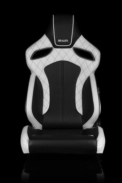 Braum Racing Orue Series Recline-able Racing Seat - White Leather - PAIR