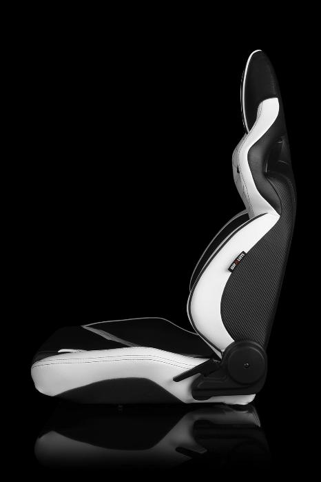 Braum Racing Orue Series Recline-able Racing Seat - White Leather - PAIR