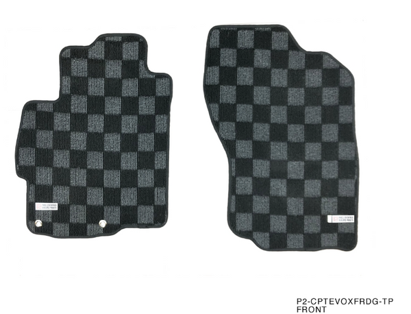 Phase 2 Motortrend (P2M) Checkered Flag Race Carpet Floor Mats Front & Rear - Mitsubishi Lancer Evolution [EVO] X (2008-2015)