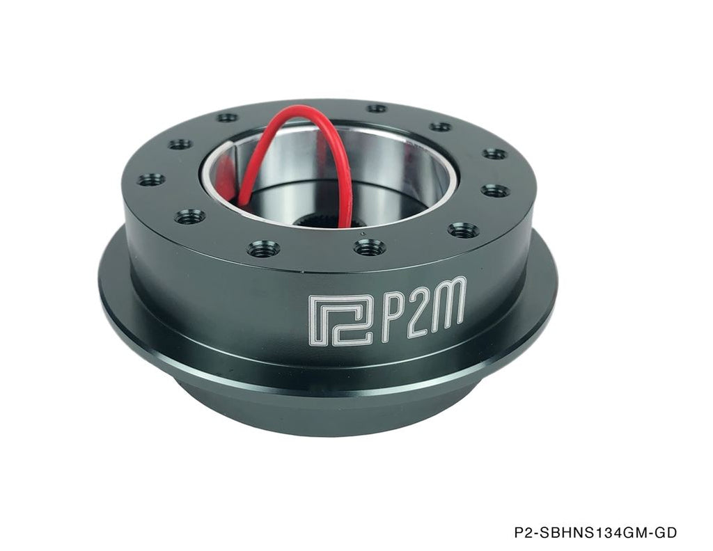 Phase 2 Motortrend (P2M) Gun Metal Aluminum Steering Wheel BOSS Short Hub - Nissan 240sx S13 S14 (1989-1998)