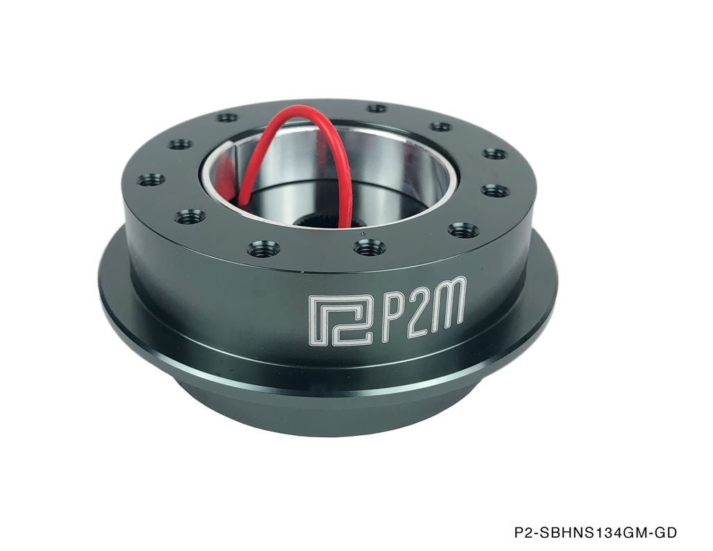 Phase 2 Motortrend (P2M) Gun Metal Aluminum Steering Wheel BOSS Short Hub - Nissan 240sx S13 S14 (1989-1998)