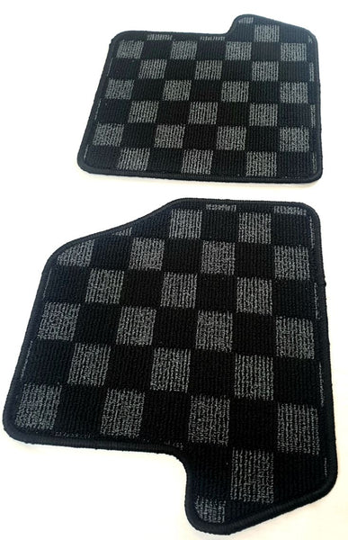 Phase 2 Motortrend (P2M) REAR Checkered Race Carpet Floor Mats (Dark Grey) - Nissan 240sx S14 (1995-1998)