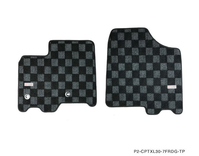 Phase 2 Motortrend (P2M) Checkered Front & Rear Carpet Floor Mats - Toyota 8 Seater Sienna XL30 (2011-2020)