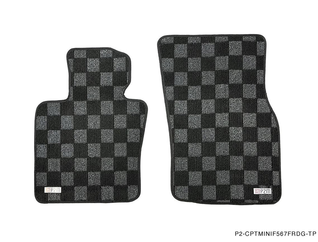 Phase 2 Motortrend (P2M) Checkered Carpet Race Floor Mats - Mini Cooper (F56) 2 Door Hatch (2014-2022) / Cooper (F57) Convertible (2016-2022)