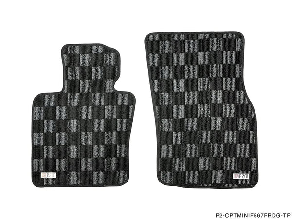 Phase 2 Motortrend (P2M) Checkered Carpet Race Floor Mats - Mini Cooper (F56) 2 Door Hatch (2014-2022) / Cooper (F57) Convertible (2016-2022)