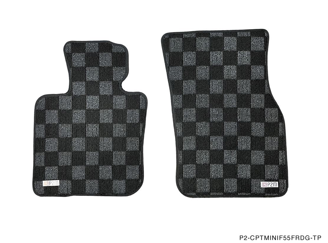 Phase 2 Motortrend (P2M) Checkered Carpet Race Floor Mats Front & Rear - Mini Cooper F55 4 Door (2016-2022)