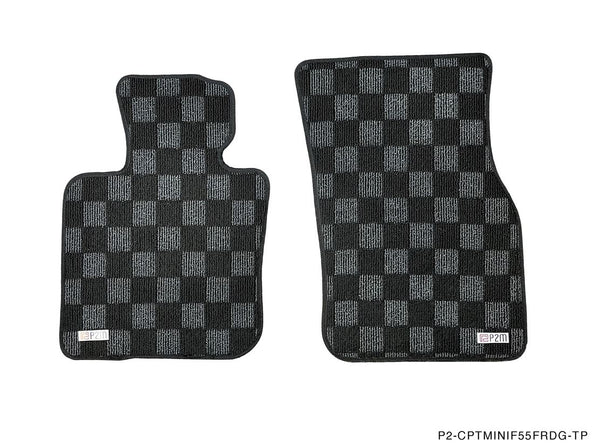 Phase 2 Motortrend (P2M) Checkered Carpet Race Floor Mats Front & Rear - Mini Cooper F55 4 Door (2016-2022)