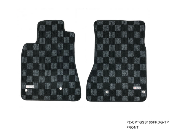 Phase 2 Motortrend (P2M) Front & Rear Checkered Carpet Floor Mats - Lexus GS300 GS400 (2000-2004)
