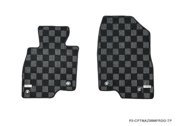 Phase 2 Motortrend (P2M) Checkered Carpet Race Floor Mats Front & Rear - Mazda 3 (BM/BN) 2014-2018