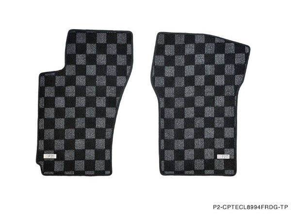 Phase 2 Motortrend (P2M) Checkered Carpet Race Floor Mats Front & Rear - Plymouth: Laser (1990-1994)