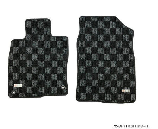 Phase 2 Motortrend (P2M) Checkered Flag Race Carpet Floor Mats Front & Rear - Honda Civic & Type R (2015-2022)