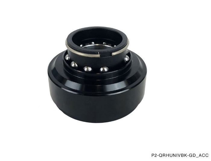 Phase 2 Motortrend (P2M) Full Matte Black Aluminum Steering Wheel Quick Release Kit - Universal