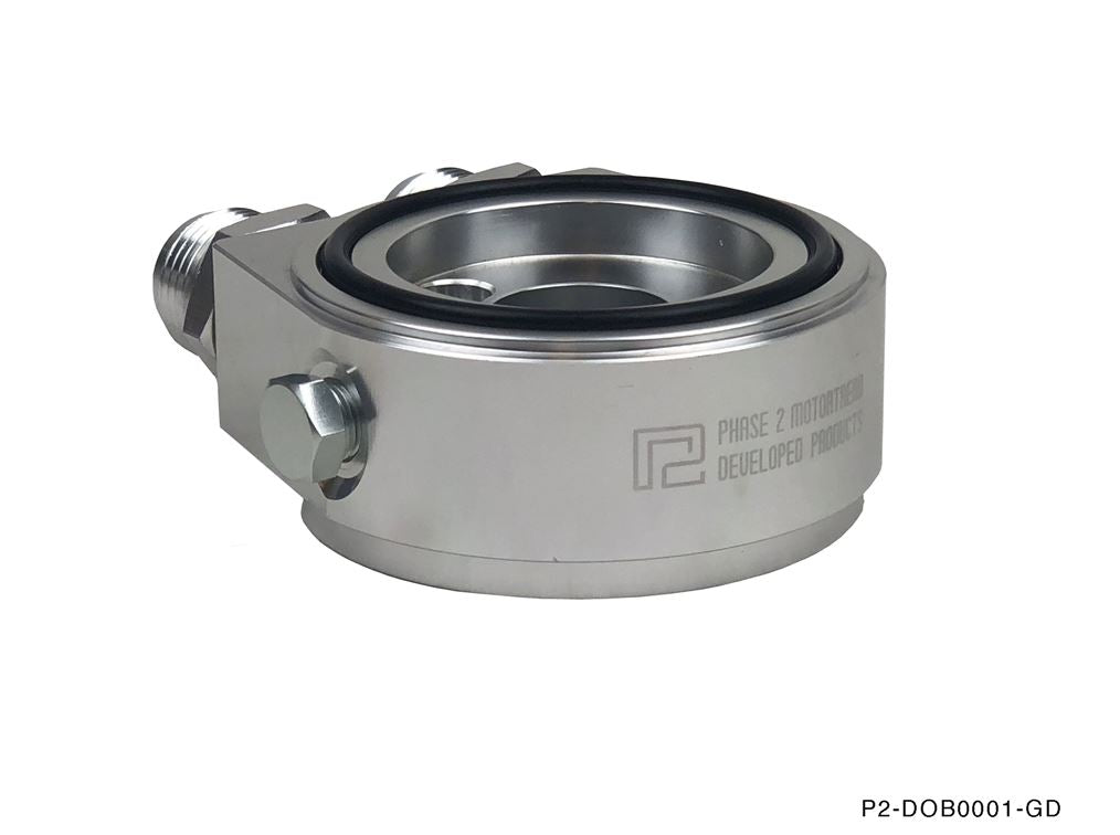 P2M (Phase 2 Motortrend) Direct Type Oil Cooler Filter Block Adapter (M20X1.50, 3/4-16UNF) - Universal