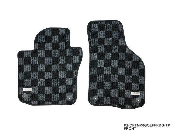 Phase 2 Motortrend (P2M) Checkered Carpet Race Floor Mats Front & Rear - VW MK6 Golf / GTI Hatchback (2010-2014)
