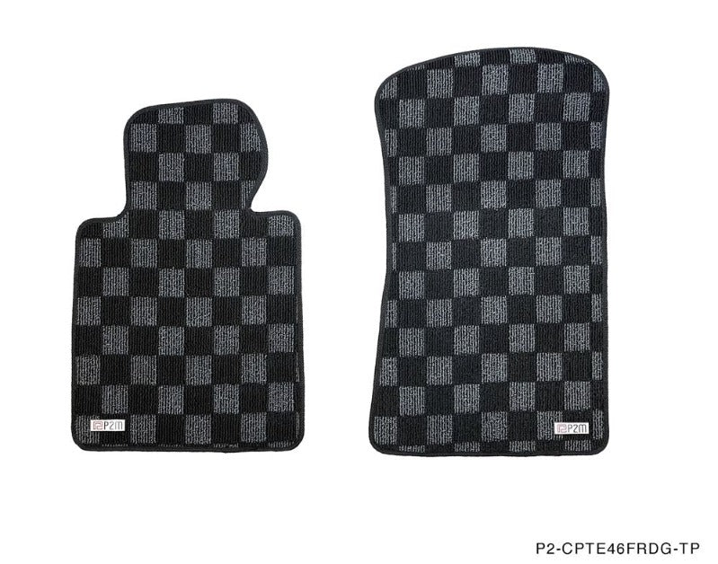 Phase 2 Motortrend (P2M) Checkered Carpet Race Floor Mats Front & Rear - BMW E46 3 Series Coupe / Sedan (1999-2006)