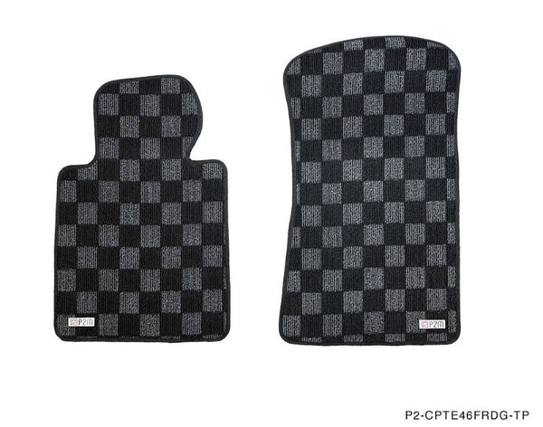 Phase 2 Motortrend (P2M) Checkered Carpet Race Floor Mats Front & Rear - BMW E46 3 Series Coupe / Sedan (1999-2006)