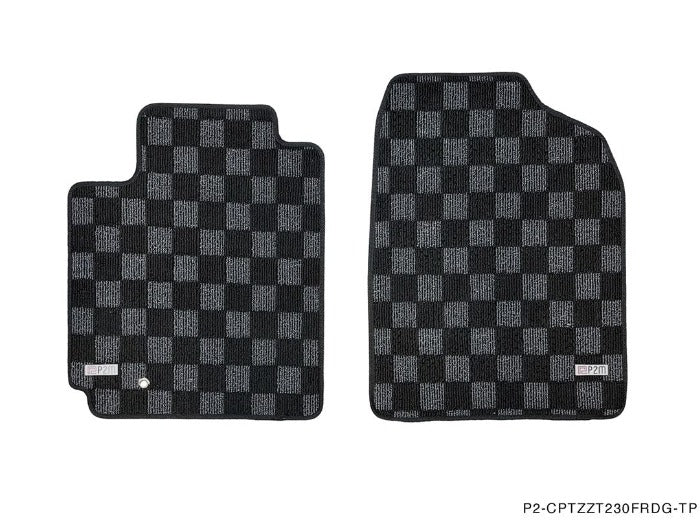 Phase 2 Motortrend (P2M) Checkered Carpet Race Floor Mats Front & Rear - Toyota Celica ZZT230 (1999-2006)