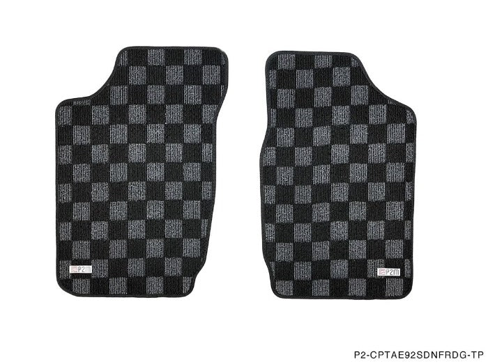 Phase 2 Motortrend (P2M) Checkered Carpet Race Floor Mats Front & Rear - Toyota Corolla Sedan AE92 (1988-1992)