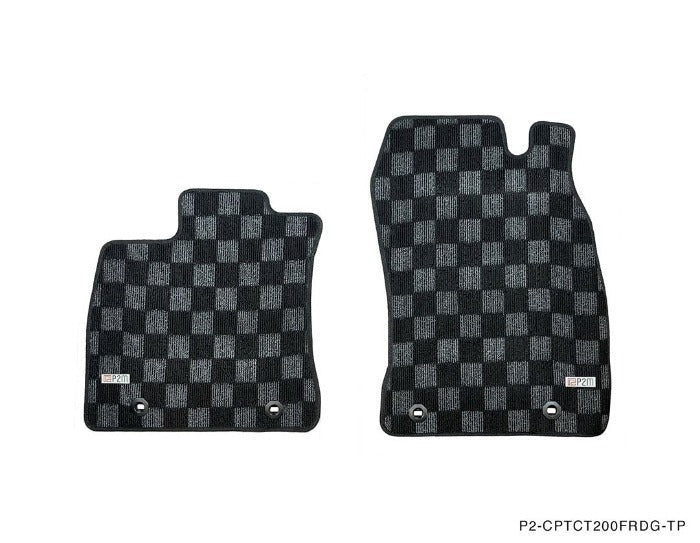 Phase 2 Motortrend (P2M) Checkered Flag Race Carpet Floor Mats Front & Rear - Lexus CT200H (2010-2017)