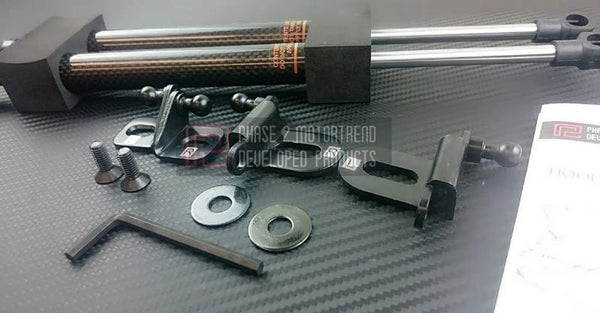 Phase 2 Motortrend (P2M) Carbon Fiber Series Engine Hood Bonnet Dampers Set - Nissan Z33 350z (2003-2009)