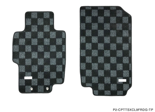 Phase 2 Motortrend (P2M) Checkered Flag Race Carpet Floor Mats Front & Rear - Acura TSX CL9 (2003-2007)