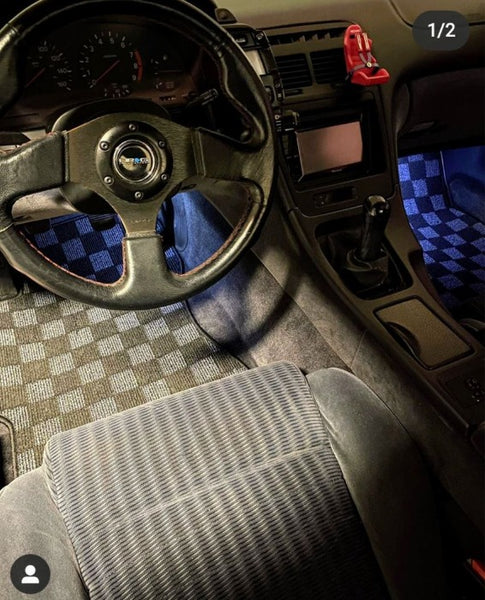 Phase 2 Motortrend (P2M) Checkered Race Carpet Floor Mats Set - Nissan Z32 300zx Coupe (1990-1996)