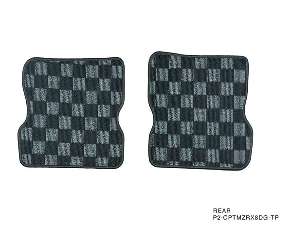 Phase 2 Motortrend (P2M) Checkered Race Carpet Floor Mats Set of 4 - Mazda RX-8 (2003-2012)