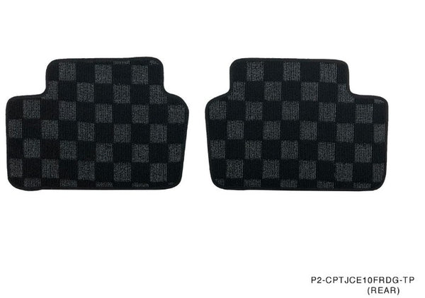 Phase 2 Motortrend (P2M) Front & Rear Checkered Carpet Floor Mats - Lexus IS200 IS300 Altezza (1998-2005)