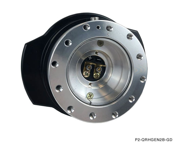 Phase 2 Motortrend (P2M) V2 Steering Wheel Quick Release Hub Kit Universal - Black Silver
