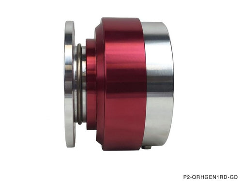 Phase 2 Motortrend (P2M) V1 Steering Wheel Quick Release Hub Kit Universal Fitment - Red Ring Silver Base