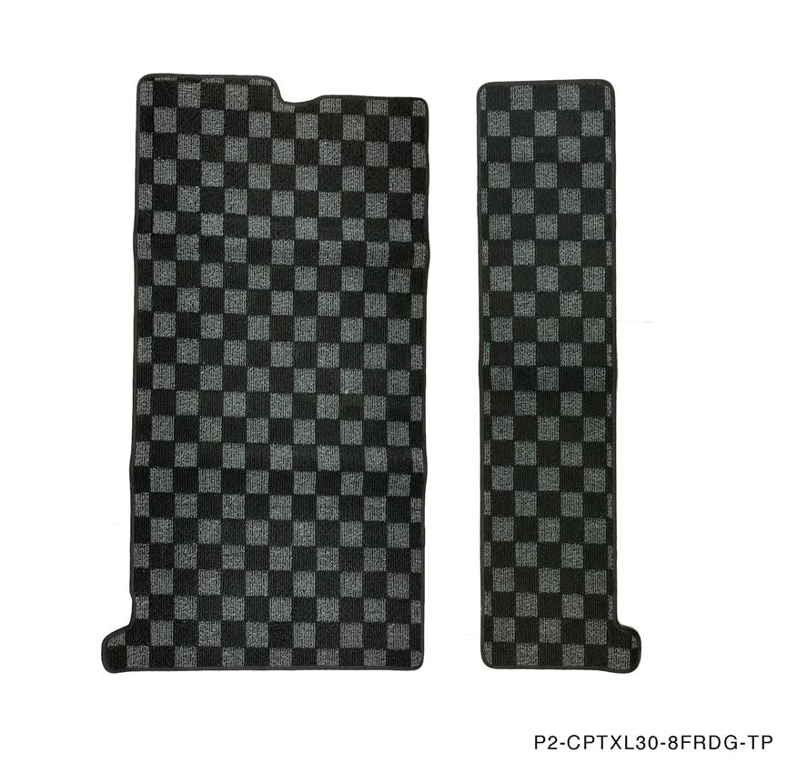Phase 2 Motortrend (P2M) Checkered Front & Rear Carpet Floor Mats - Toyota 8 Seater Sienna XL30 (2011-2020)