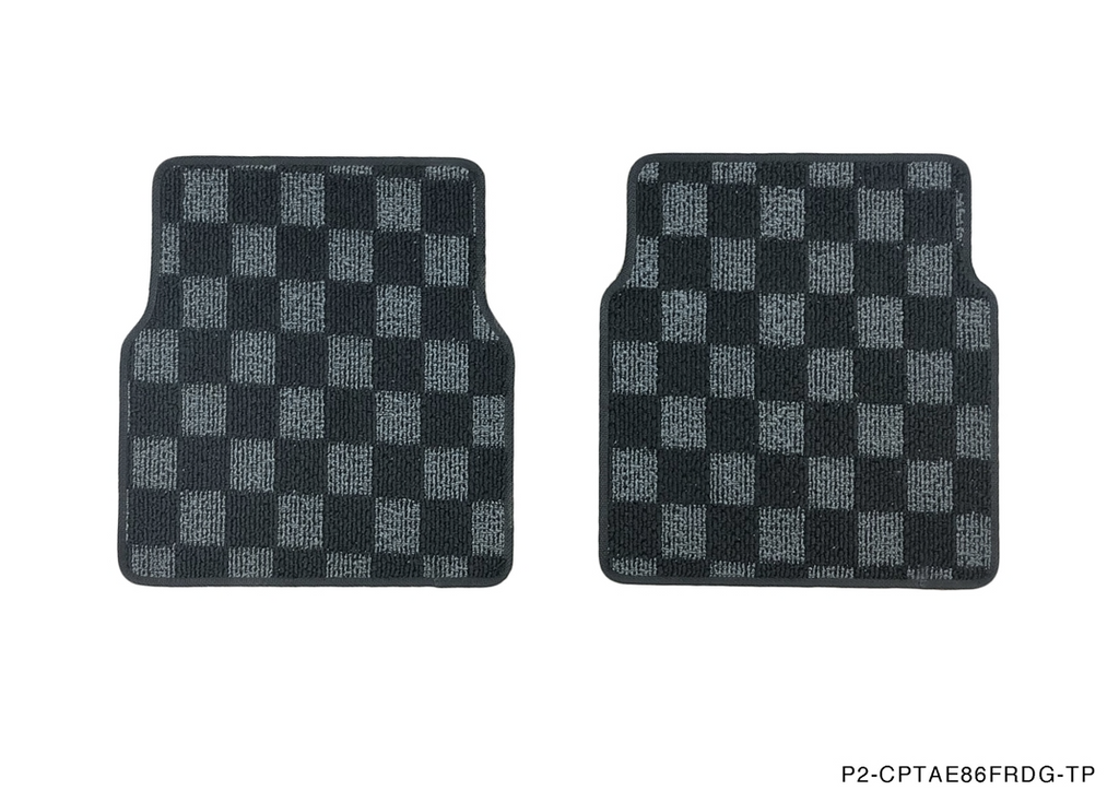 Phase 2 Motortrend (P2M) Checkered Flag Race Carpet Floor Mats Front & Rear - Toyota Corolla AE86 (1984-1987)