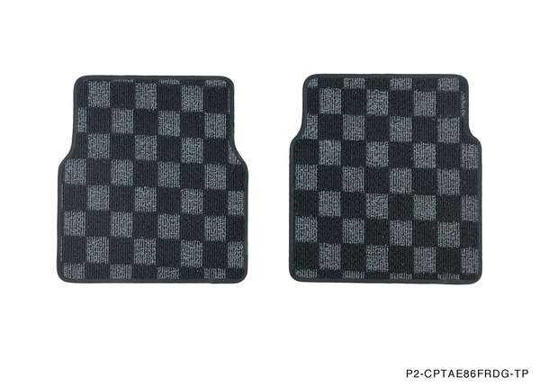 Phase 2 Motortrend (P2M) Checkered Flag Race Carpet Floor Mats Front & Rear - Toyota Corolla AE86 (1984-1987)