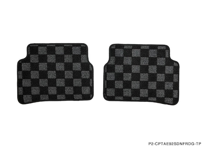 Phase 2 Motortrend (P2M) Checkered Carpet Race Floor Mats Front & Rear - Toyota Corolla Sedan AE92 (1988-1992)