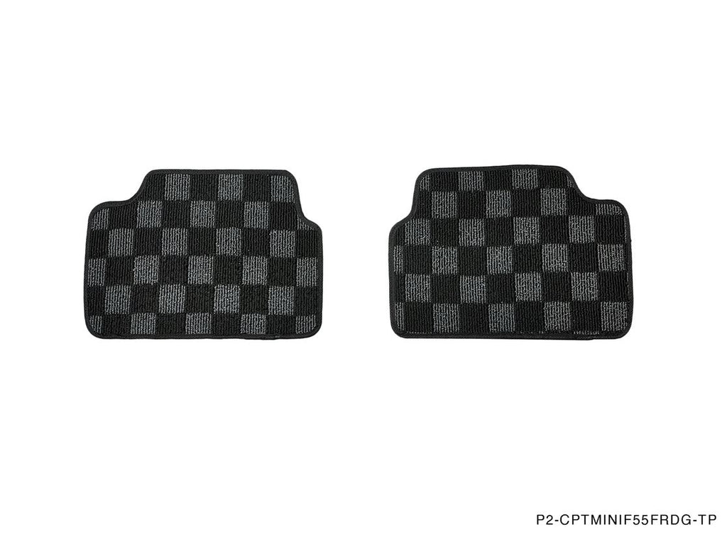 Phase 2 Motortrend (P2M) Checkered Carpet Race Floor Mats Front & Rear - Mini Cooper F55 4 Door (2016-2022)
