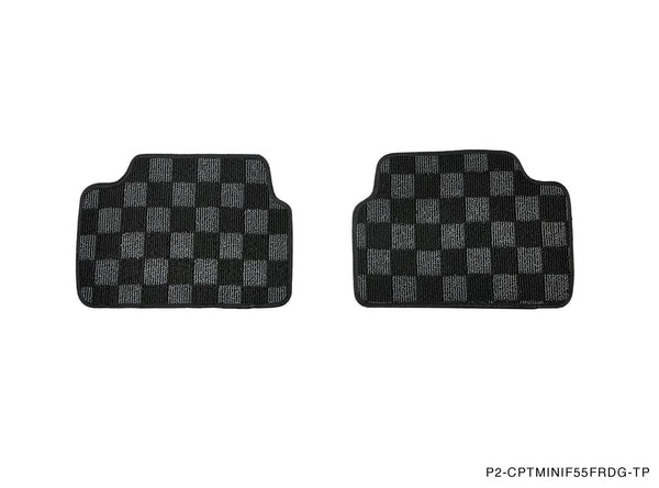 Phase 2 Motortrend (P2M) Checkered Carpet Race Floor Mats Front & Rear - Mini Cooper F55 4 Door (2016-2022)