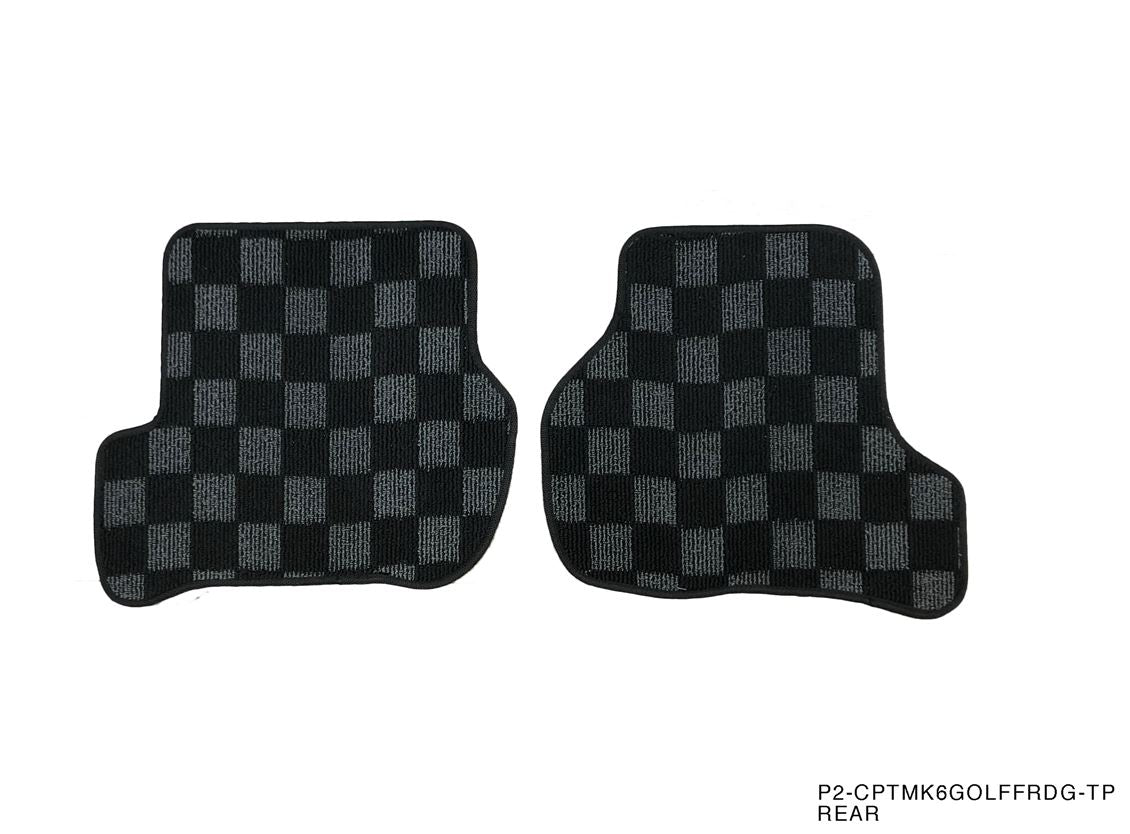 Phase 2 Motortrend (P2M) Checkered Carpet Race Floor Mats Front & Rear - VW MK6 Golf / GTI Hatchback (2010-2014)