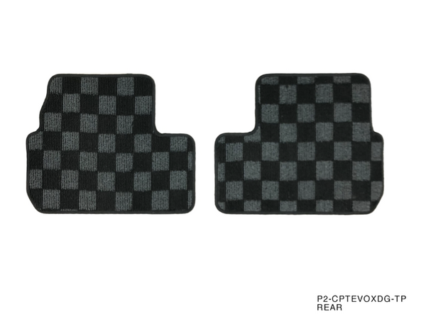 Phase 2 Motortrend (P2M) Checkered Flag Race Carpet Floor Mats Front & Rear - Mitsubishi Lancer Evolution [EVO] X (2008-2015)