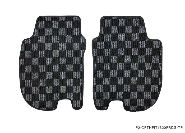 Phase 2 Motortrend (P2M) Checkered Carpet Race Floor Mats Front & Rear - Honda Fit GK/GH/GP (2015-2020)