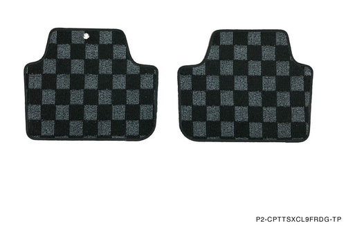 Phase 2 Motortrend (P2M) Checkered Flag Race Carpet Floor Mats Front & Rear - Acura TSX CL9 (2003-2007)