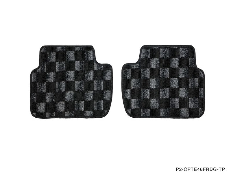 Phase 2 Motortrend (P2M) Checkered Carpet Race Floor Mats Front & Rear - BMW E46 3 Series Coupe / Sedan (1999-2006)