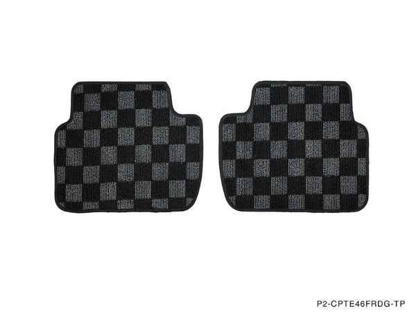 Phase 2 Motortrend (P2M) Checkered Carpet Race Floor Mats Front & Rear - BMW E46 3 Series Coupe / Sedan (1999-2006)