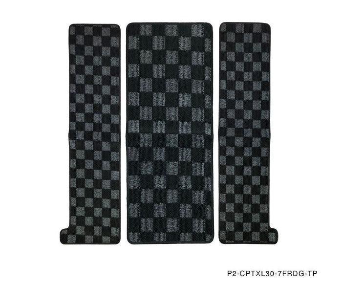 Phase 2 Motortrend (P2M) Checkered Front & Rear Carpet Floor Mats - Toyota 7 Seater Sienna XL30 (2011-2020)