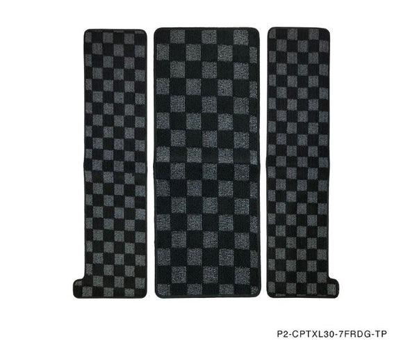Phase 2 Motortrend (P2M) Checkered Front & Rear Carpet Floor Mats - Toyota 7 Seater Sienna XL30 (2011-2020)
