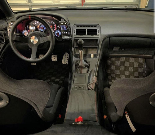 Phase 2 Motortrend (P2M) Checkered Race Carpet Floor Mats Set - Nissan Z32 300zx Coupe (1990-1996)