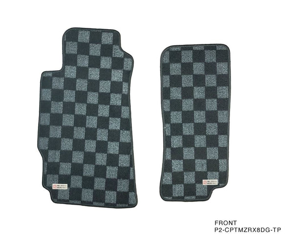 Phase 2 Motortrend (P2M) Checkered Race Carpet Floor Mats Set of 4 - Mazda RX-8 (2003-2012)