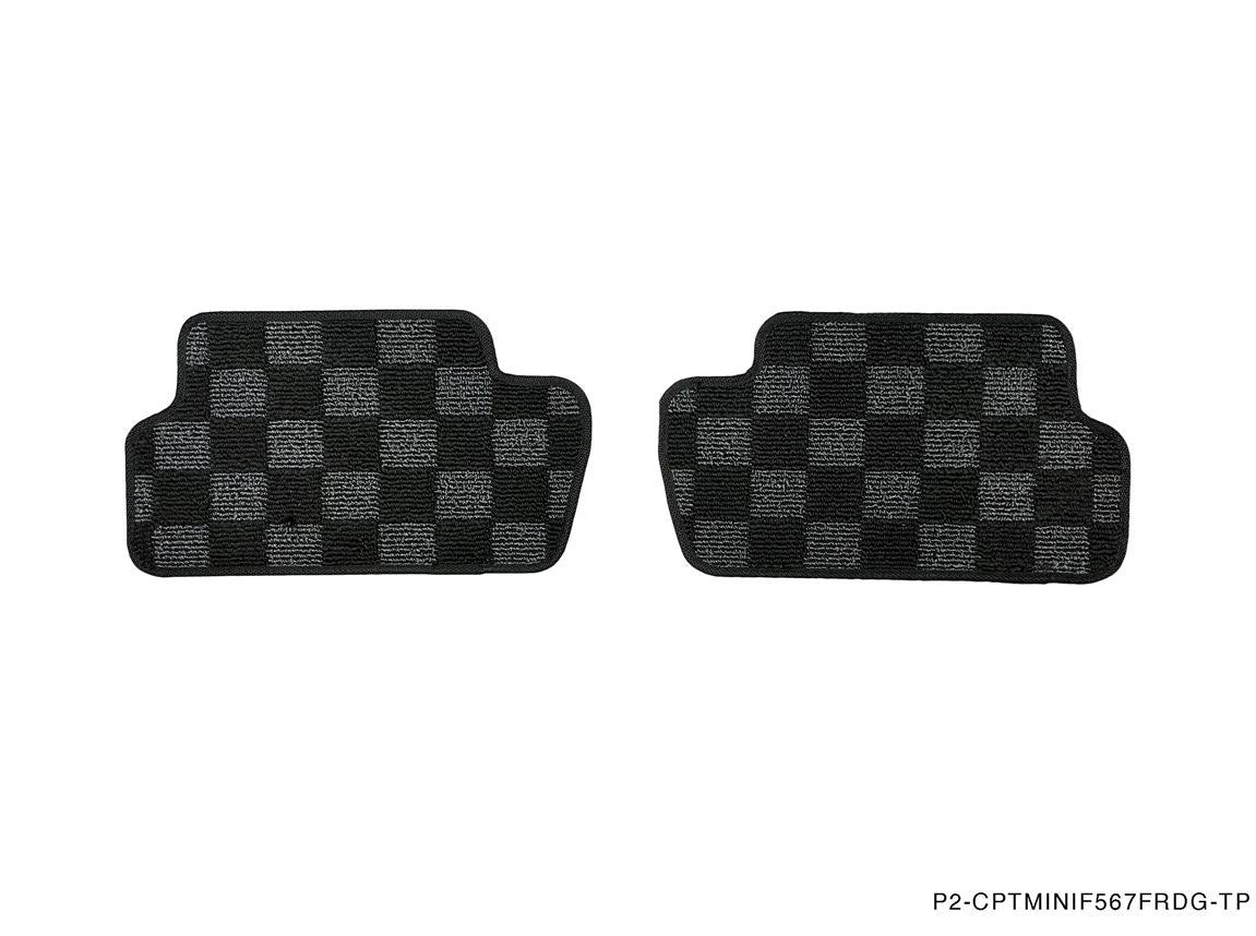 Phase 2 Motortrend (P2M) Checkered Carpet Race Floor Mats - Mini Cooper (F56) 2 Door Hatch (2014-2022) / Cooper (F57) Convertible (2016-2022)